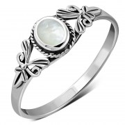 Ethnic Mother of Pearl Silver Ring, r492